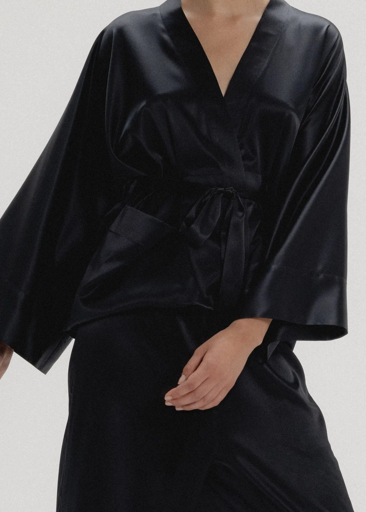 Silk Kimono Jacket in Black