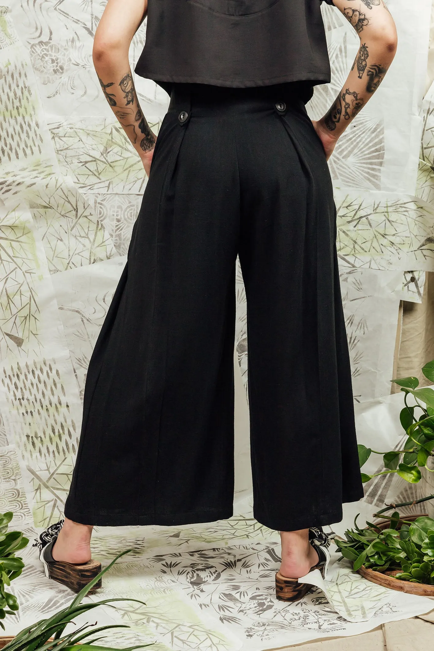 SL24 ADLAI PALAZZO PANTS - OBSIDIAN