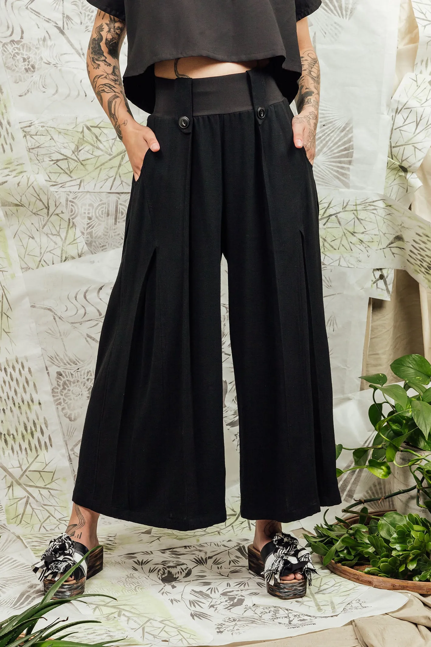 SL24 ADLAI PALAZZO PANTS - OBSIDIAN