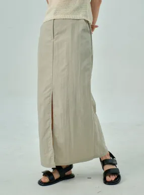 Slit Nylon Maxi Skirt OY310