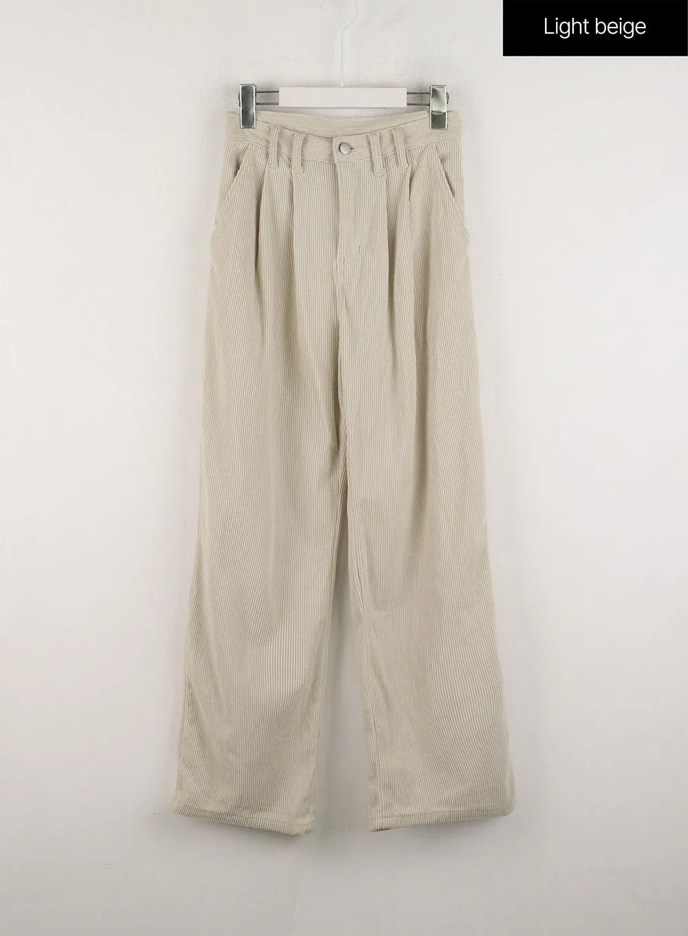 Solid Corduroy Straight Leg Pants OD318