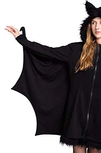 Spooktacular Creations Woman’s Black Bat Zip Hoodie Halloween Costumes for Adults