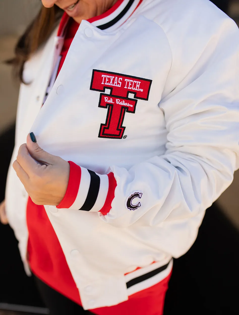 Texas Tech Dark Horse "Cactus Raider Red" White Varsity Jacket