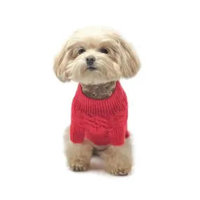 The Rufus Cashmere Turtleneck Pet Sweater - Red