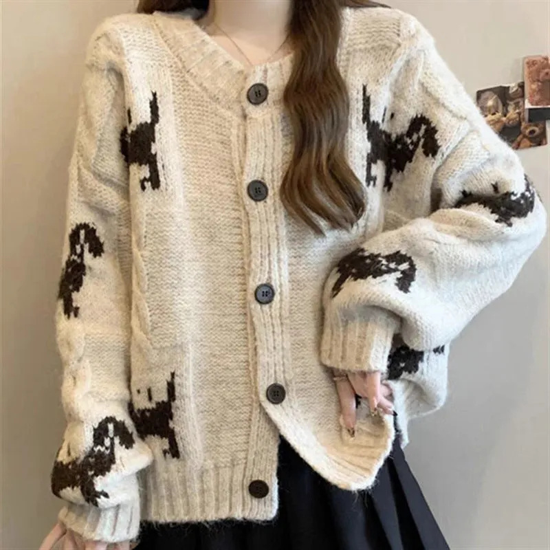 Toleet Winter Street Style Outfits Christmas Thanksgiving outfits Korean Style Sweater Coat Women's Autumn and Winter Cardigan Women's