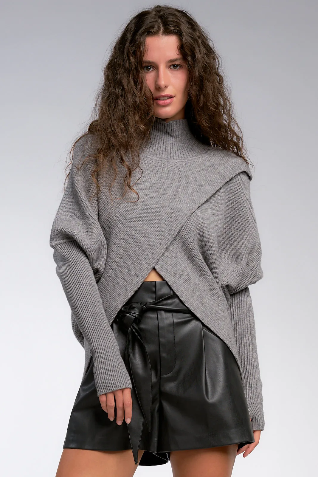 Turtleneck Cross Front Sweater