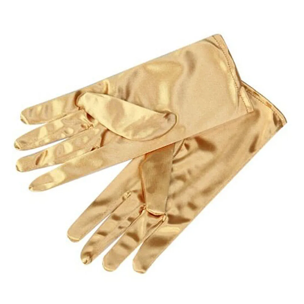 US 1-2 Paris 8.66'' Wrist Gloves Smooth Satin Gown Opera Gloves Party Dress Prom