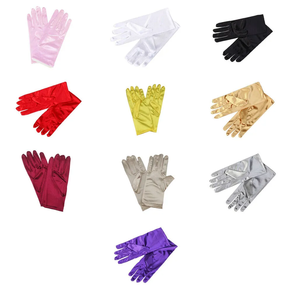 US 1-2 Paris 8.66'' Wrist Gloves Smooth Satin Gown Opera Gloves Party Dress Prom