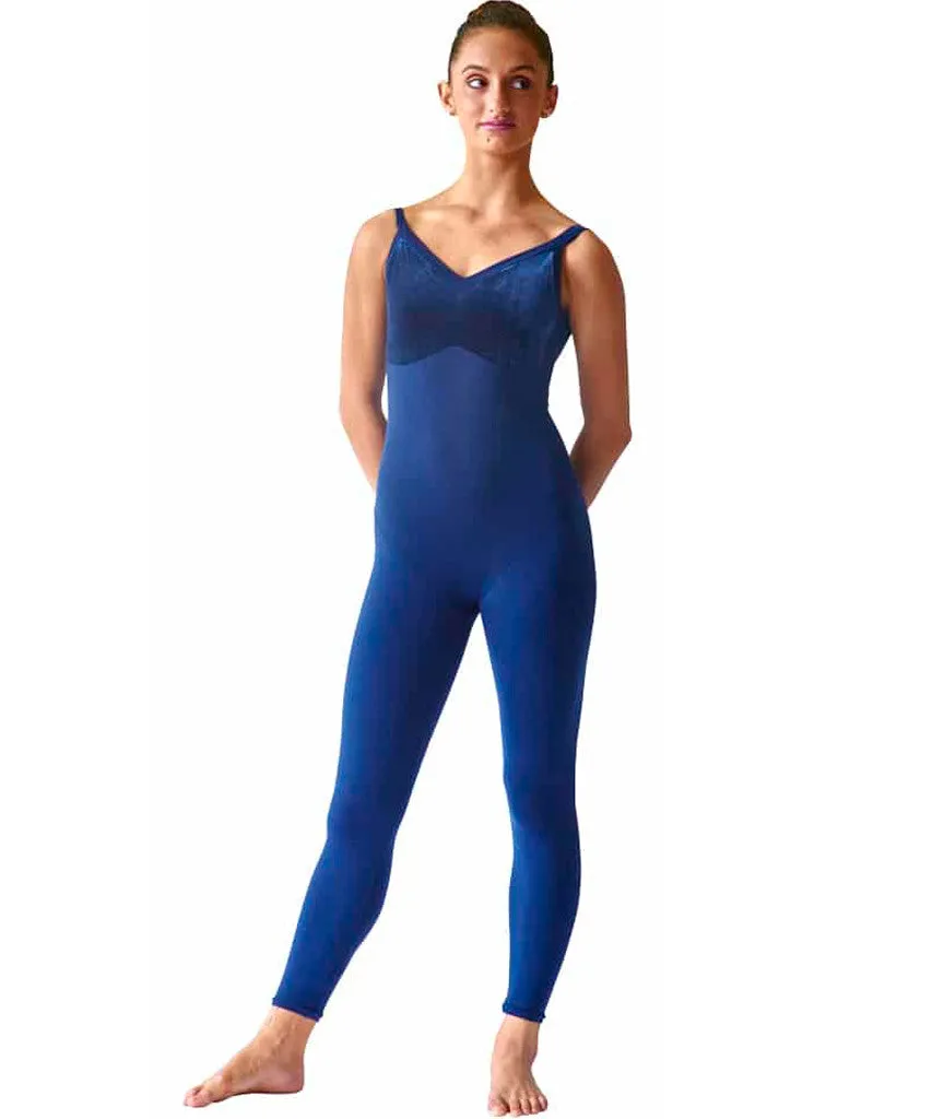 Velvet Bodice Unitard with Wide Straps