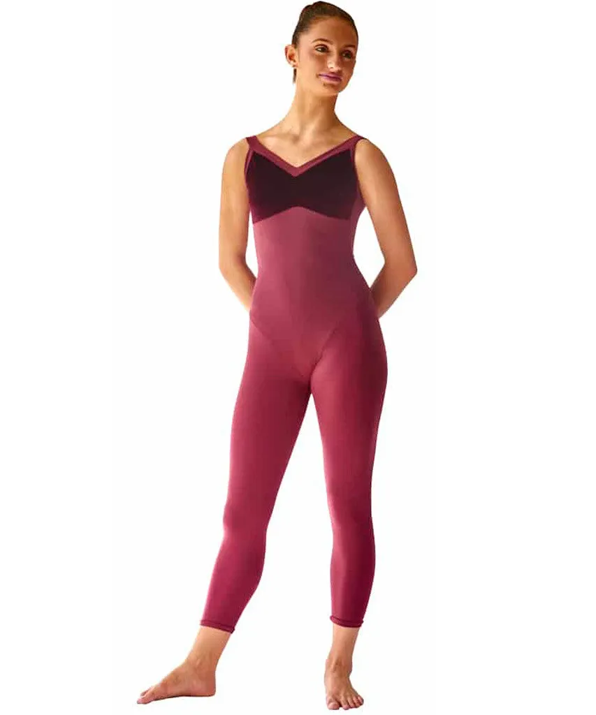 Velvet Bodice Unitard with Wide Straps