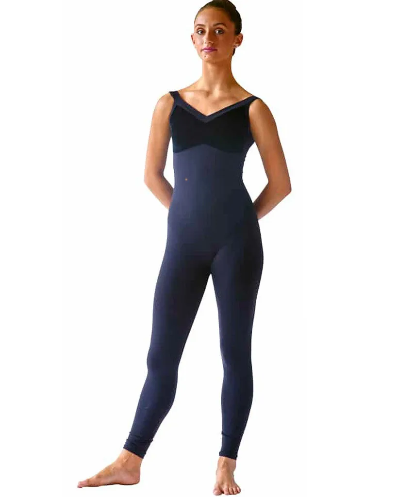 Velvet Bodice Unitard with Wide Straps