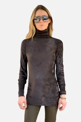 Velvet Turtleneck - Brown