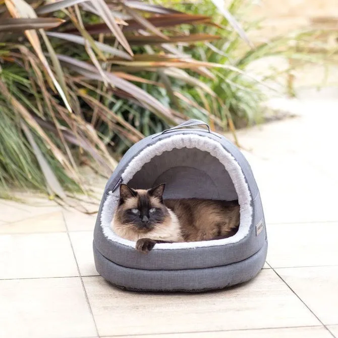 Water Resistant Oxford Charcoal Hooded Cat House