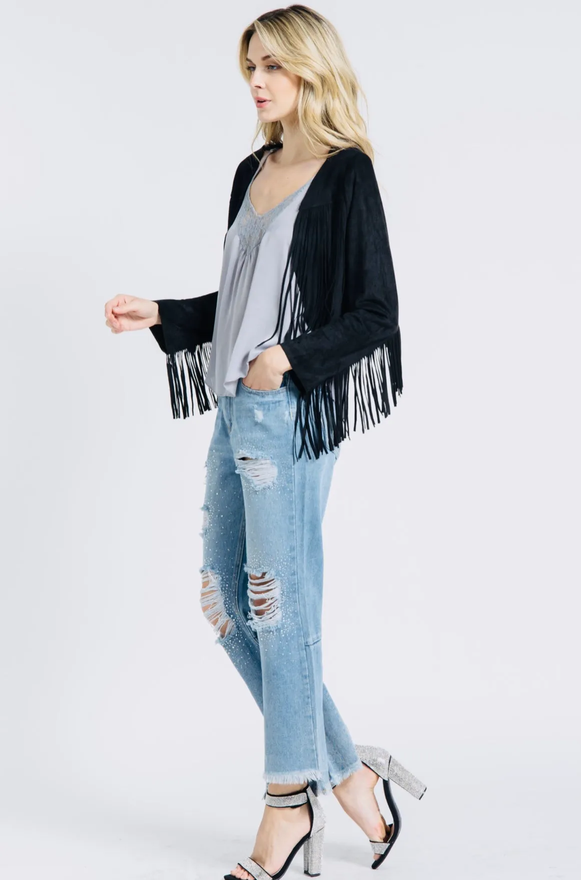 WESTERN CROPPED FRINGE JACKET