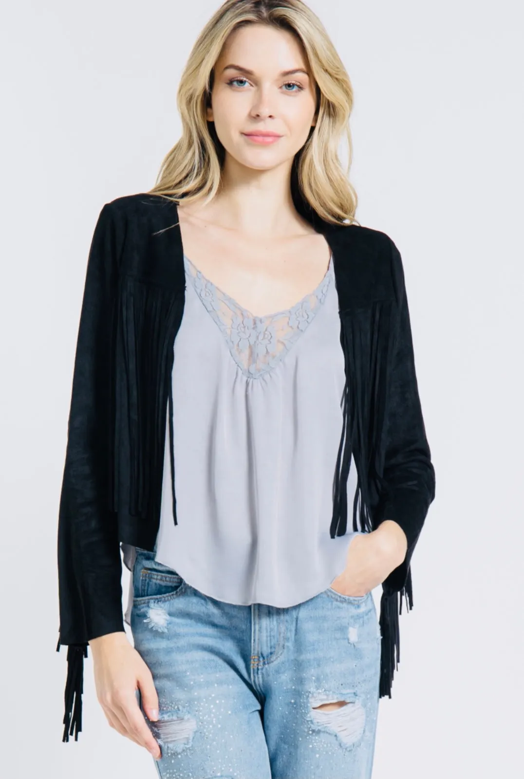 WESTERN CROPPED FRINGE JACKET