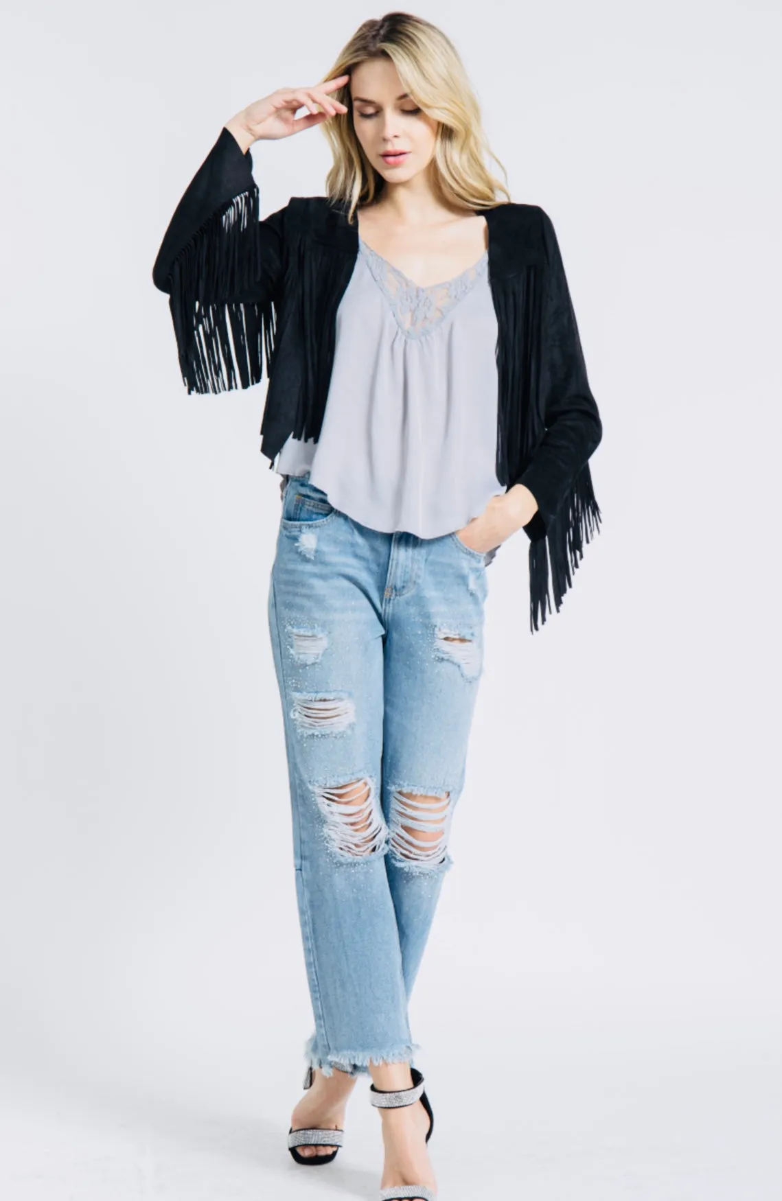 WESTERN CROPPED FRINGE JACKET