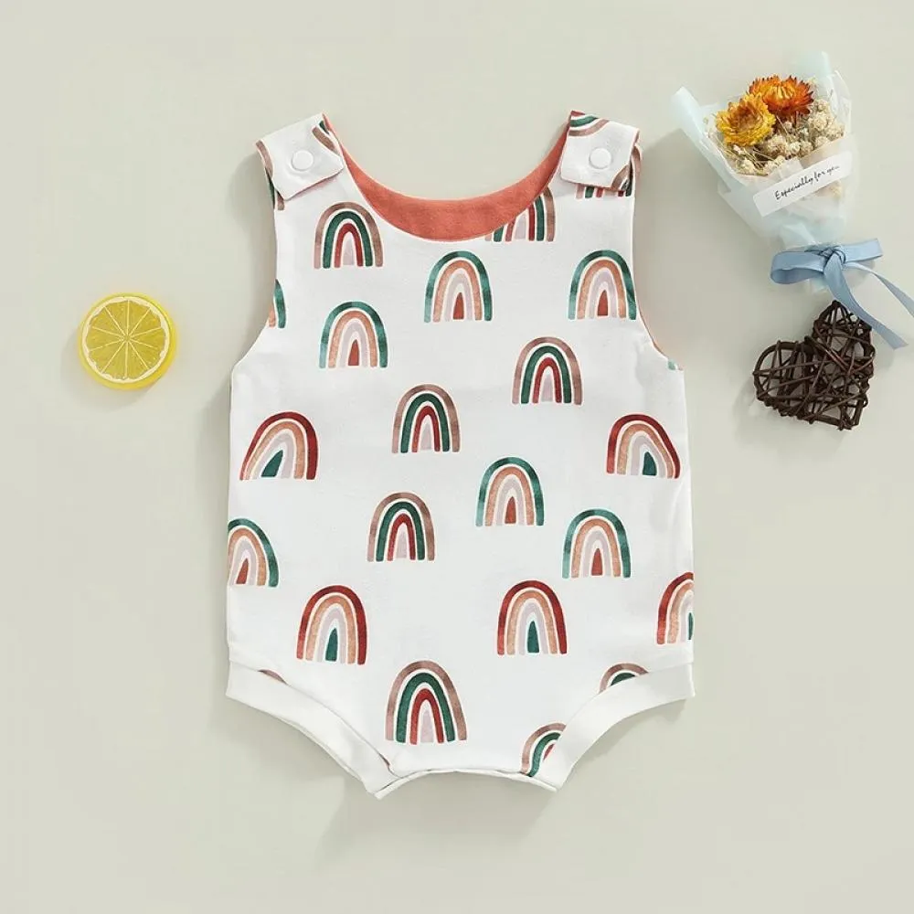 Wholesale Summer Baby Vest Romper Rainbow Shark Print Romper