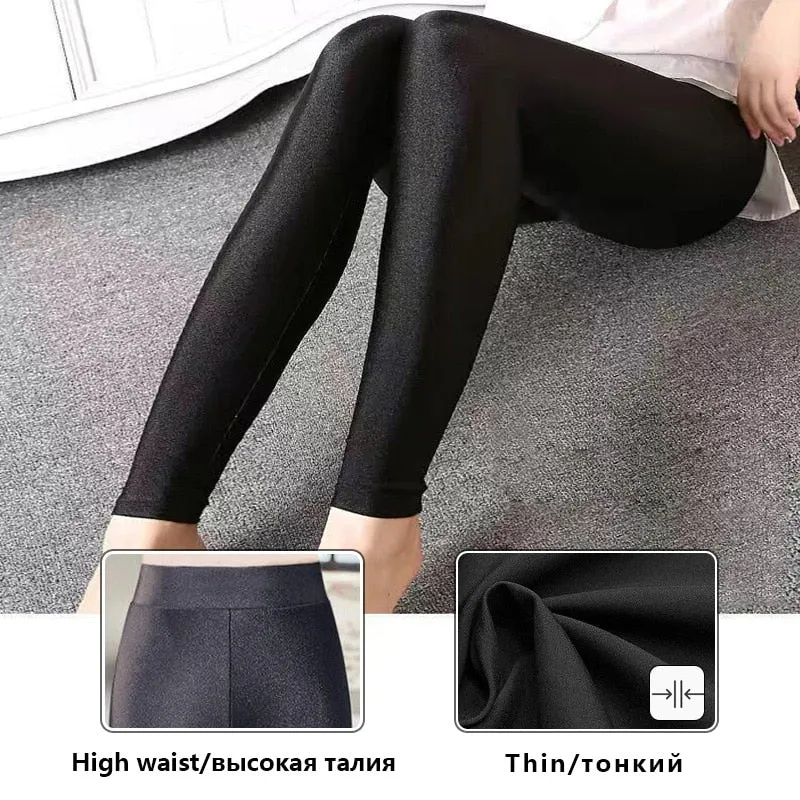 Winter Leggings Velvet Warm Tights High Elastic Thicken Female Luster Pants Black Skinny Pants For Women Leggings