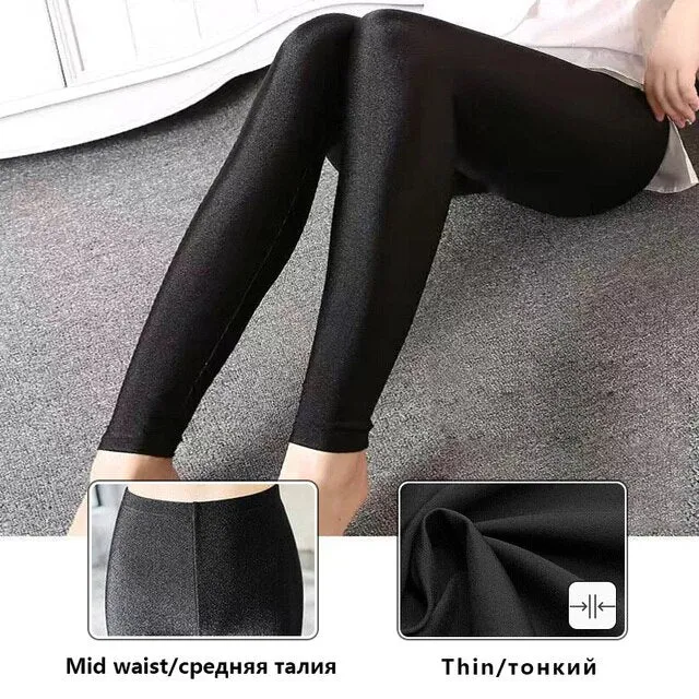 Winter Leggings Velvet Warm Tights High Elastic Thicken Female Luster Pants Black Skinny Pants For Women Leggings