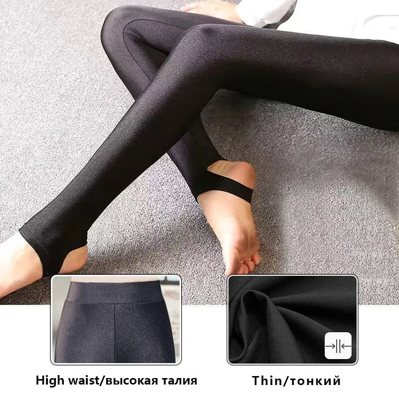 Winter Leggings Velvet Warm Tights High Elastic Thicken Female Luster Pants Black Skinny Pants For Women Leggings