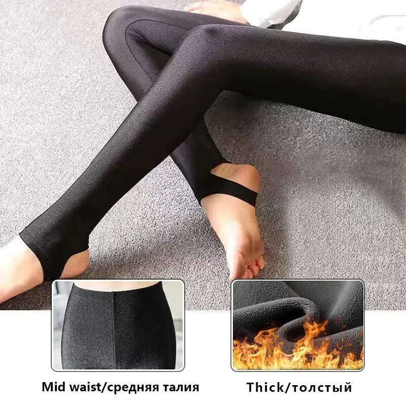 Winter Leggings Velvet Warm Tights High Elastic Thicken Female Luster Pants Black Skinny Pants For Women Leggings