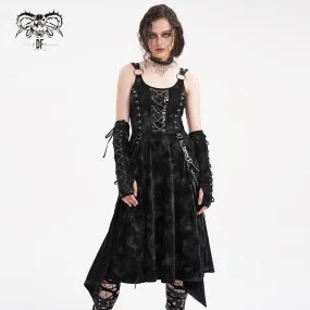 Women's Gothic Chains Rings Slip Dress with Gloves