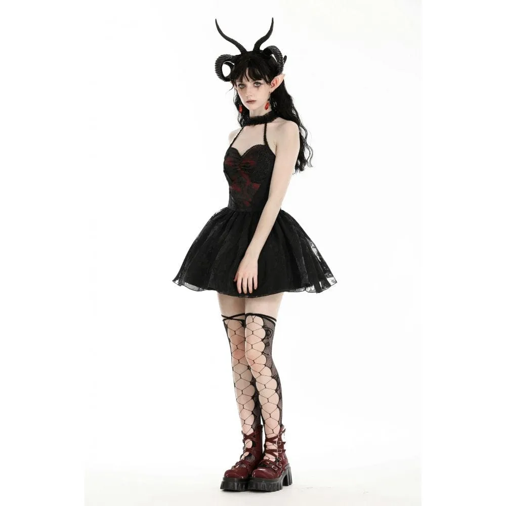 Women's Gothic Off-the-shoulder Mesh Splice Halloween Dress