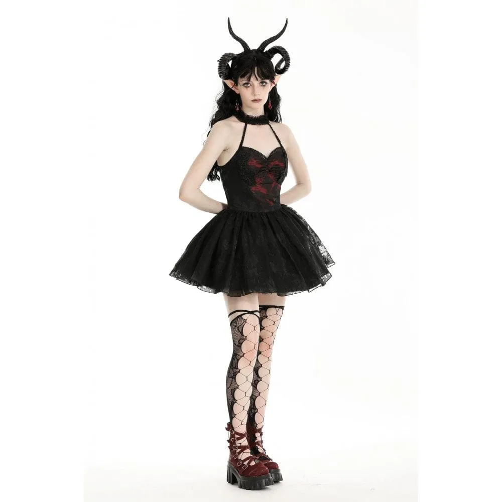 Women's Gothic Off-the-shoulder Mesh Splice Halloween Dress