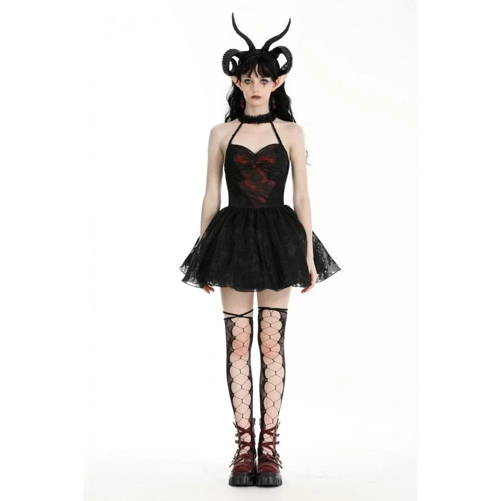 Women's Gothic Off-the-shoulder Mesh Splice Halloween Dress