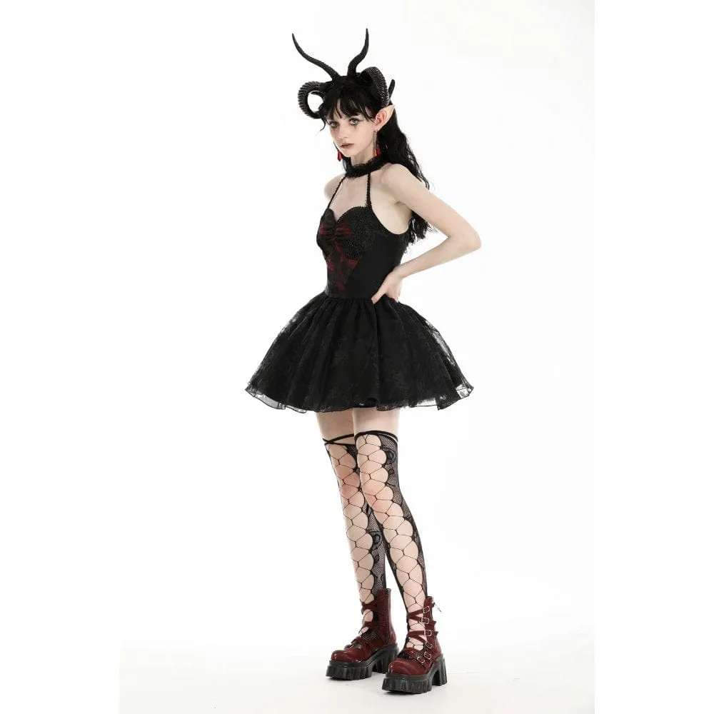 Women's Gothic Off-the-shoulder Mesh Splice Halloween Dress