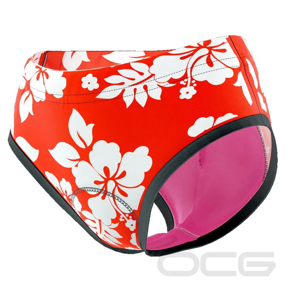 Women's Hawaiian Hibiscus Padded Cycling Underwear Briefs [clearance]