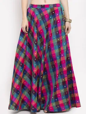 Women'S Multicoloured Checked Skirt