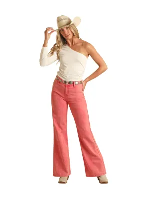 Women's Rock & Roll Pink High Rise Flare Jean