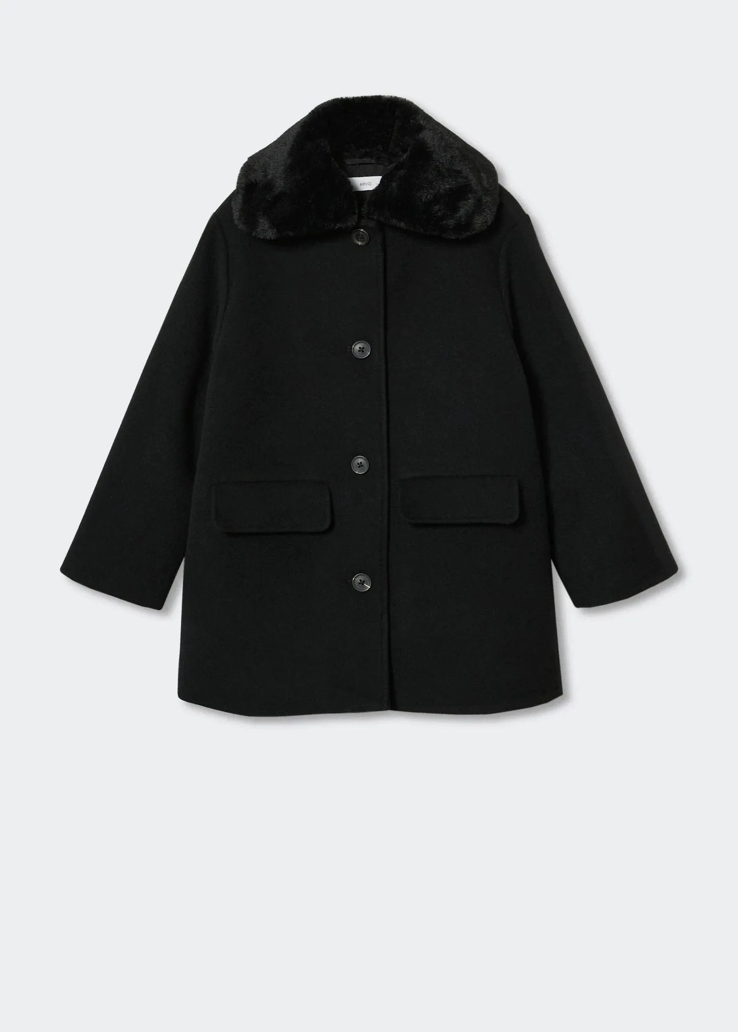 Wool coat with fur collar