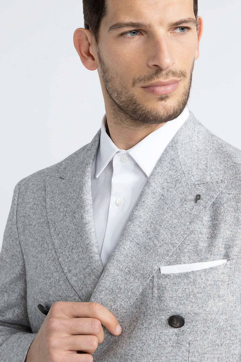 Wool, silk and cashmere double-breasted blazer