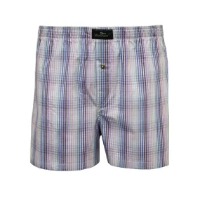 Woven Cotton Boxer Shorts Blue Purple Check design