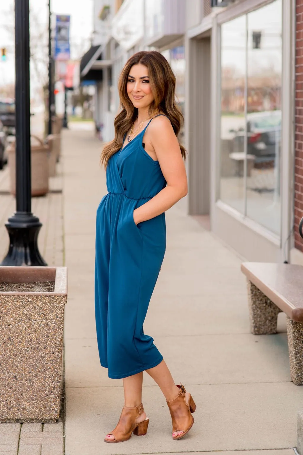 Wrap Top Cropped Jumpsuit