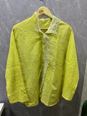 Yellow Cotton Shirt with Lace