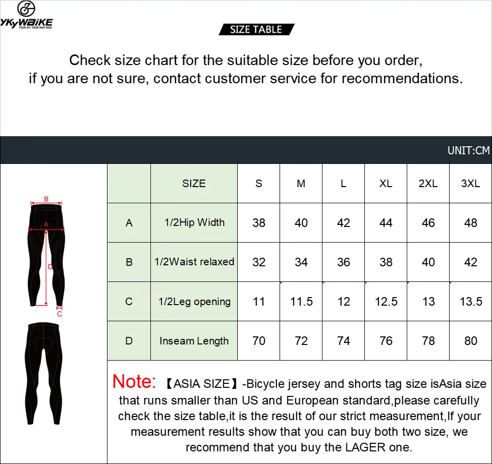 YKYW Men's Pro Tight Cycling Bib Long Pants 7H Ride Winter 5-15℃ Fleece with YKK Zipper Upgraded Italy Double Arrow Cushion