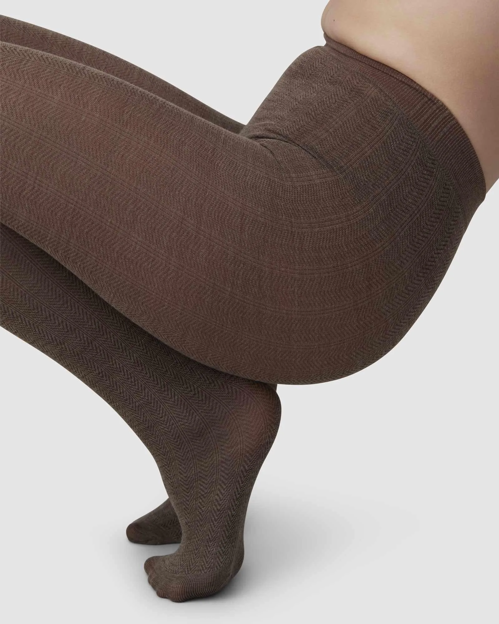 Ylva Wool Fishbone Tights Mid Brown