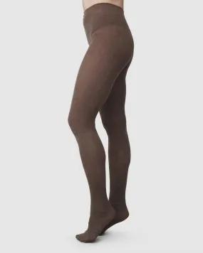 Ylva Wool Fishbone Tights Mid Brown