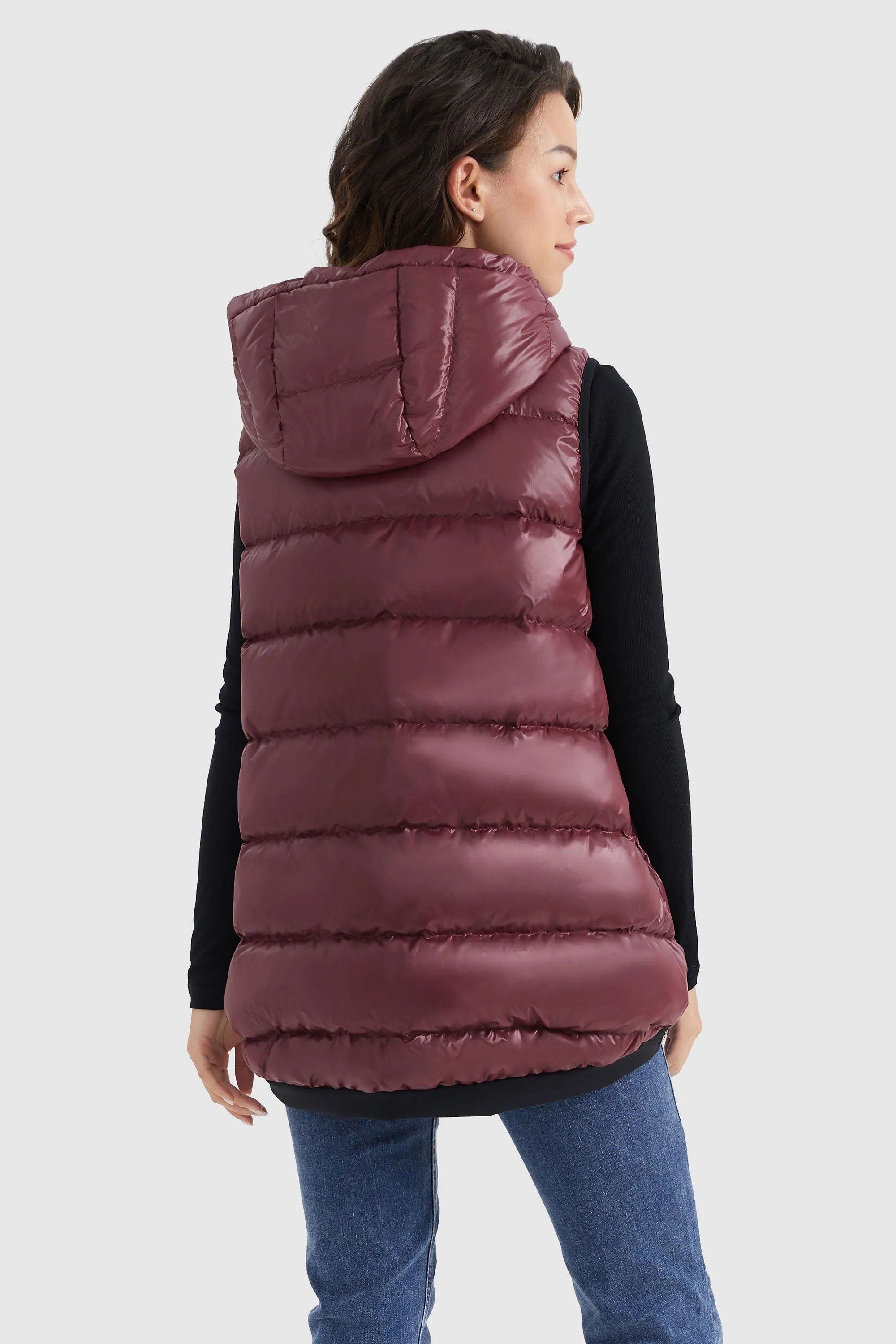 Zip Up Hooded Quilted Puffer Down Vest